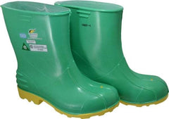 Dunlop Protective Footwear - Men's Size 9-10 Medium Width Steel Knee Boot - Green, PVC Upper, 11" High, Chemical Resistant, Non-Slip - Industrial Tool & Supply
