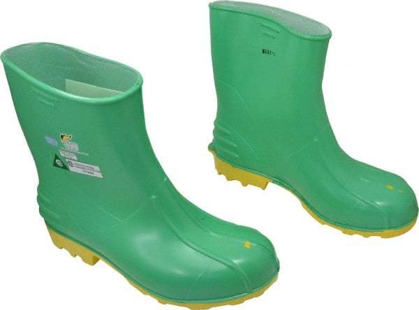 Dunlop Protective Footwear - Men's Size 13-15 Medium Width Steel Knee Boot - Green, PVC Upper, 11" High, Chemical Resistant, Non-Slip - Industrial Tool & Supply