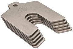 Made in USA - 5 Piece, 2 Inch Long x 2 Inch Wide x 0.075 Inch Thick, Slotted Shim Stock - Stainless Steel, 5/8 Inch Wide Slot - Industrial Tool & Supply