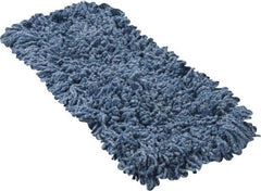 Rubbermaid - 18" Long x 5" Wide Yarn Blend Dust Mop Head - Slip-On/Slip-Through Backing, Blue, Twisted Loop Head - Industrial Tool & Supply