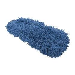 Rubbermaid - 18" Long x 5" Wide Synthetic Dust Mop Head - Slip-On/Slip-Through Backing, Blue, Twisted Loop Head - Industrial Tool & Supply