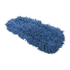 Rubbermaid - 18" Long x 5" Wide Synthetic Dust Mop Head - Slip-On/Slip-Through Backing, Blue, Twisted Loop Head - Industrial Tool & Supply