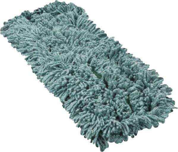 Rubbermaid - 24" Long x 5" Wide Yarn Blend Dust Mop Head - Slip-On/Slip-Through Backing, Green, Twisted Loop Head, Anti-Microbial - Industrial Tool & Supply