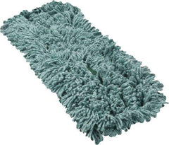 Rubbermaid - 24" Long x 5" Wide Yarn Blend Dust Mop Head - Slip-On/Slip-Through Backing, Green, Twisted Loop Head, Anti-Microbial - Industrial Tool & Supply