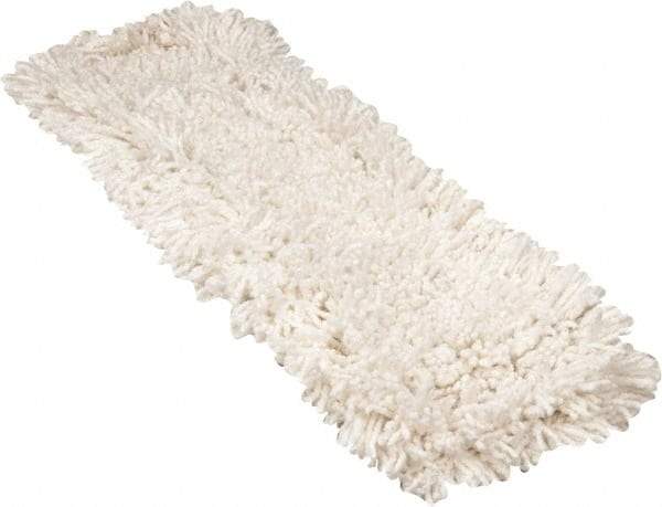 Rubbermaid - 24" Long x 5" Wide Cotton Yarn Dust Mop Head - Slip-On/Slip-Through Backing, White, Twisted Loop Head - Industrial Tool & Supply
