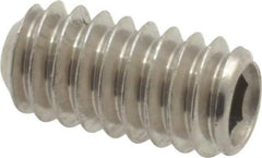 Value Collection - 1/4-20 UNC, 1/2" OAL, Cup Point Set Screw - Grade 18-8 Stainless Steel, 1/8" Key - Industrial Tool & Supply