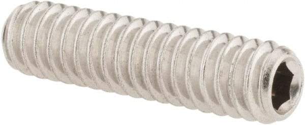 Value Collection - 1/4-20 UNC, 1" OAL, Cup Point Set Screw - Grade 18-8 Stainless Steel, 1/8" Key - Industrial Tool & Supply