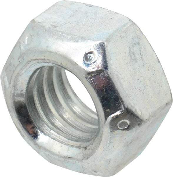 Value Collection - 7/16-14 UNC Grade C Hex Lock Nut with Distorted Thread - 11/16" Width Across Flats, 3/8" High, Cadmium Clear-Plated Finish - Industrial Tool & Supply