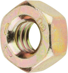 Value Collection - 1/4-20 UNC Steel Right Hand Hex Nut - 7/16" Across Flats, 7/32" High, Zinc Yellow Dichromate Finish - Industrial Tool & Supply