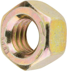 Value Collection - 5/16-18 UNC Steel Right Hand Hex Nut - 1/2" Across Flats, 17/64" High, Zinc Yellow Dichromate Finish - Industrial Tool & Supply