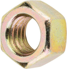 Value Collection - 3/8-16 UNC Steel Right Hand Hex Nut - 9/16" Across Flats, 21/64" High, Zinc Yellow Dichromate Finish - Industrial Tool & Supply
