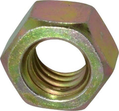 Value Collection - 7/16-14 UNC Steel Right Hand Hex Nut - 11/16" Across Flats, 3/8" High, Zinc Yellow Dichromate Finish - Industrial Tool & Supply