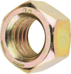 Value Collection - 1/2-13 UNC Steel Right Hand Hex Nut - 3/4" Across Flats, 7/16" High, Zinc Yellow Dichromate Finish - Industrial Tool & Supply