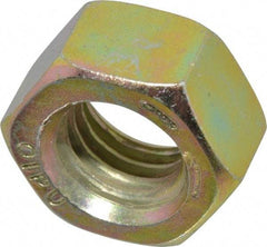 Value Collection - 9/16-12 UNC Steel Right Hand Hex Nut - 7/8" Across Flats, 31/64" High, Zinc Yellow Dichromate Finish - Industrial Tool & Supply