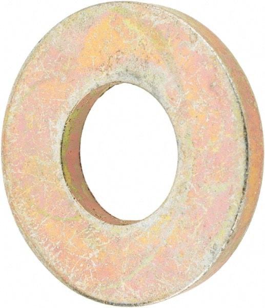 Value Collection - 1/4" Screw, Grade 8 Steel SAE Flat Washer - 9/32" ID x 5/8" OD, 1/16" Thick, Zinc Yellow Dichromate Finish - Industrial Tool & Supply