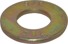 Value Collection - 3/8" Screw, Grade 8 Steel SAE Flat Washer - 13/32" ID x 13/16" OD, 1/16" Thick, Zinc Yellow Dichromate Finish - Industrial Tool & Supply