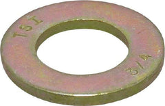 Value Collection - 3/4" Screw, Grade 8 Steel SAE Flat Washer - 13/16" ID x 1-1/2" OD, 9/64" Thick, Zinc Yellow Dichromate Finish - Industrial Tool & Supply