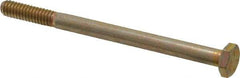 Made in USA - 1/4-20 UNC, 3-1/2" Length Under Head Hex Head Cap Screw - Partially Threaded, Grade 8 Alloy Steel, Zinc Yellow Dichromate Finish, 7/16" Hex - Industrial Tool & Supply