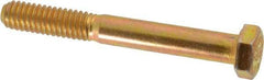 Made in USA - 5/16-18 UNC, 2-1/2" Length Under Head Hex Head Cap Screw - Partially Threaded, Grade 8 Alloy Steel, Zinc Yellow Dichromate Finish, 1/2" Hex - Industrial Tool & Supply