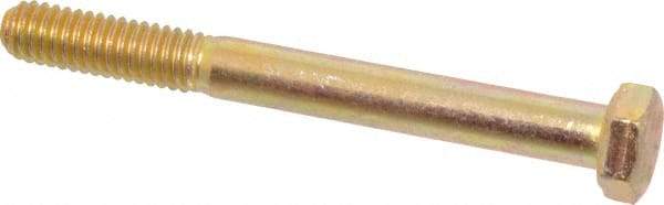Made in USA - 5/16-18 UNC, 3" Length Under Head Hex Head Cap Screw - Partially Threaded, Grade 8 Alloy Steel, Zinc Yellow Dichromate Finish, 1/2" Hex - Industrial Tool & Supply