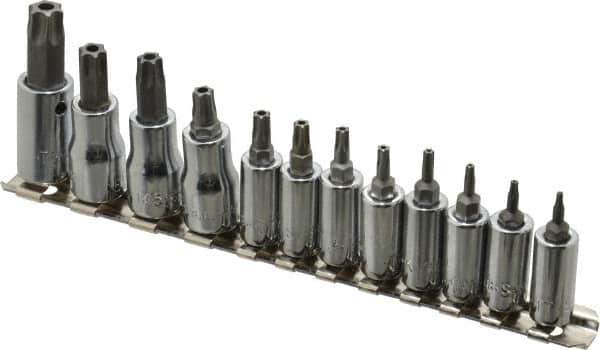 SK - 12 Piece 1/4 & 3/8" Drive Torx Bit Socket Set - T7 to T55 Torx - Industrial Tool & Supply