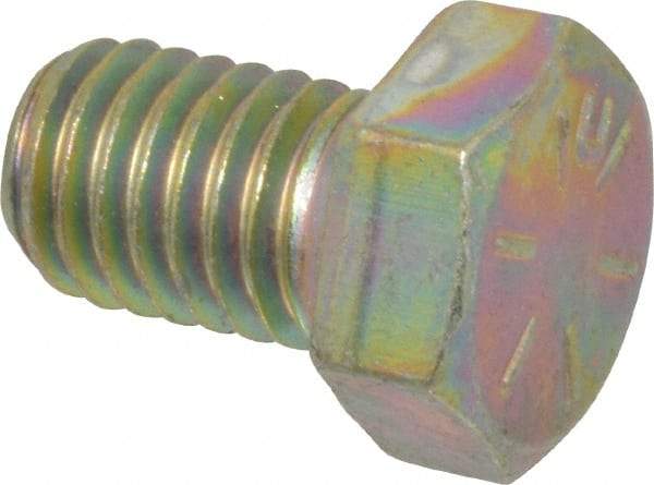 Made in USA - 1/2-13 UNC, 3/4" Length Under Head Hex Head Cap Screw - Fully Threaded, Grade 8 Alloy Steel, Zinc Yellow Dichromate Finish, 3/4" Hex - Industrial Tool & Supply