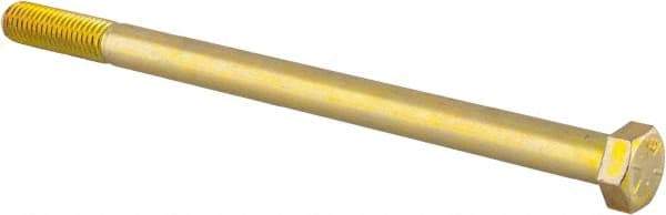 Made in USA - 1/2-13 UNC, 8" Length Under Head Hex Head Cap Screw - Partially Threaded, Grade 8 Alloy Steel, Zinc Yellow Dichromate Finish, 3/4" Hex - Industrial Tool & Supply