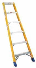 Made in USA - 12 Ft. High, Type IA Rating, Fiberglass Shelf Ladder - Industrial Tool & Supply