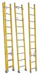 Made in USA - 16' High, Type IAA Rating, Fiberglass Extension Ladder - Industrial Tool & Supply
