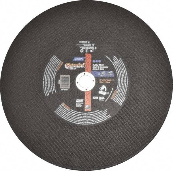 Norton - 14" Aluminum Oxide Cutoff Wheel - 3/32" Thick, 1" Arbor, 4,365 Max RPM, Use with Stationary Tools - Industrial Tool & Supply