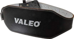 Valeo - Size M, Traditional Buckle, Leather Belt - 31 to 37" Waist, 6" Wide, Lumbar Support, Black - Industrial Tool & Supply