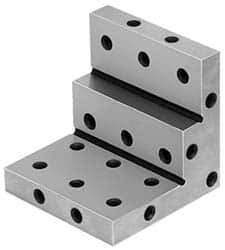 Suburban Tool - 3" Wide x 2-3/4" Deep x 3" High Steel Precision-Ground Angle Plate - Stepped Plate, Machined Holes on Surface, Open End, 9/16" Thick, Single Plate - Industrial Tool & Supply