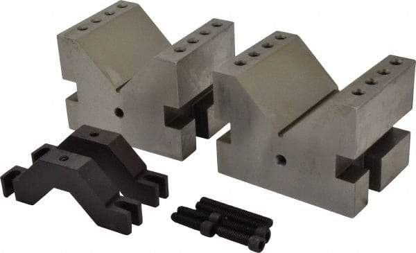Suburban Tool - 2-1/4" Max Capacity, 90° Angle, Hardened Steel V-Block - 3" Long x 4" Wide x 3" High, Sold as Matched Pair - Industrial Tool & Supply
