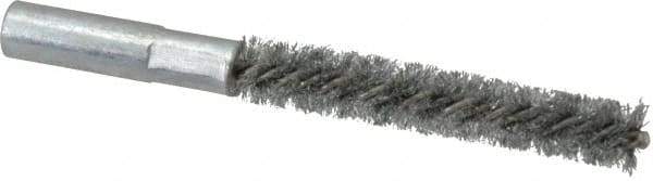 Value Collection - 3/8" Diam Helical Steel Tube Brush - Double Spiral, 0.008" Filament Diam, 2-23/64" Brush Length, 4" OAL, 3/16-24 Female Shank - Industrial Tool & Supply