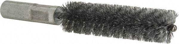 Value Collection - 5/8" Diam Helical Steel Tube Brush - Double Spiral, 0.012" Filament Diam, 2-23/64" Brush Length, 4" OAL, 5/16-18 Female Shank - Industrial Tool & Supply
