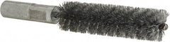 Value Collection - 5/8" Diam Helical Steel Tube Brush - Double Spiral, 0.012" Filament Diam, 2-23/64" Brush Length, 4" OAL, 5/16-18 Female Shank - Industrial Tool & Supply