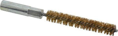 Value Collection - 3/8" Diam Helical Brass Tube Brush - Double Spiral, 0.014" Filament Diam, 2-23/64" Brush Length, 4" OAL, 3/16-24 Female Shank - Industrial Tool & Supply