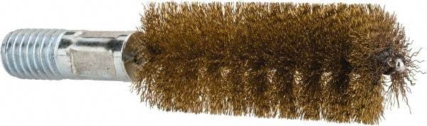 Value Collection - 1" Diam Helical Brass Tube Brush - Double Spiral, 0.012" Filament Diam, 2-23/64" Brush Length, 4" OAL, 1/2-12 Male Shank - Industrial Tool & Supply