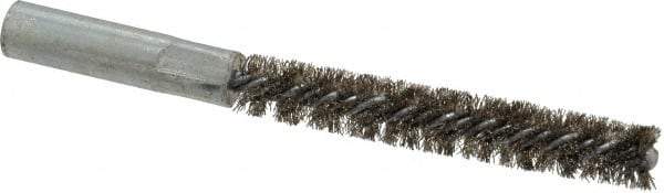 Value Collection - 3/8" Diam Helical Stainless Steel Tube Brush - Double Spiral, 0.008" Filament Diam, 2-23/64" Brush Length, 4" OAL, 3/16-24 Female Shank - Industrial Tool & Supply