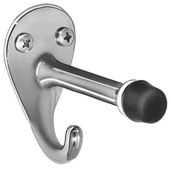 Bradley - 3" Projection Door Stop with Hook - Wall Mount, Chrome Finish - Industrial Tool & Supply