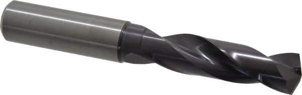 Guhring - 0.5906" 140° Spiral Flute Solid Carbide Screw Machine Drill Bit - FIREX Finish, Right Hand Cut, 65mm Flute Length, 115mm OAL, SU Point, Straight Shank - Industrial Tool & Supply