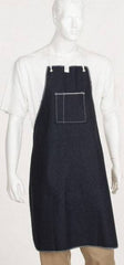 Ansell - 28 x 36" General Purpose Bib Apron - Denim, 14 oz Material, Blue, 1 Pocket, Tie Waist & Neck Strap Closure - Industrial Tool & Supply