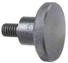 Morton Machine Works - 5/16-18 Knurled Shoulder Grade C-12L14 Steel Thumb Screw - 1-1/4" OAL, 1-1/4" Head Diam x 1/4" Head Height, Black Oxide Finish - Industrial Tool & Supply