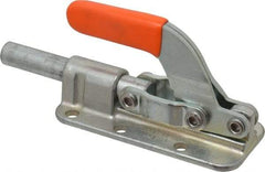 Lapeer - 2,500 Lb Load Capacity, Flanged Base, Carbon Steel, Standard Straight Line Action Clamp - 6 Mounting Holes, 0.34" Mounting Hole Diam, 5/8" Plunger Diam, Straight Handle - Industrial Tool & Supply