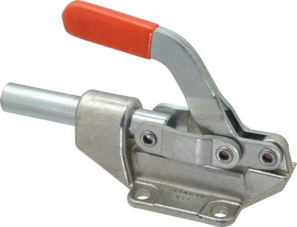 Lapeer - 850 Lb Load Capacity, Flanged Base, Carbon Steel, Standard Straight Line Action Clamp - 4 Mounting Holes, 0.33" Mounting Hole Diam, 5/8" Plunger Diam, Straight Handle - Industrial Tool & Supply