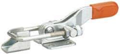 Lapeer - 360 Lb Capacity, Horizontal, U Hook, Flanged Base, Carbon Steel Pull Action Latch Clamp - 1.1" Drawing Movement, 3-5/16" OAL, Straight Handle - Industrial Tool & Supply