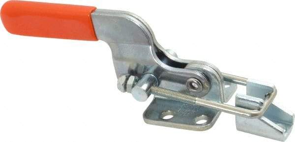 Lapeer - 700 Lb Capacity, Horizontal, U Hook, Flanged Base, Carbon Steel Pull Action Latch Clamp - 1-3/4" Drawing Movement, 5-3/8" OAL, Straight Handle - Industrial Tool & Supply