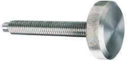Morton Machine Works - M12x1.75 Knurled Shoulderless Dog Point Tip Grade 300 Stainless Steel Thumb Screw - 3-1/2" OAL, 1-1/4" Head Diam x 1/2" Head Height - Industrial Tool & Supply