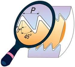 Carmex - 22ER External Right Hand 4 American Buttress Laydown Threading Insert - Grade P25C, TiN Coated Carbide - Industrial Tool & Supply