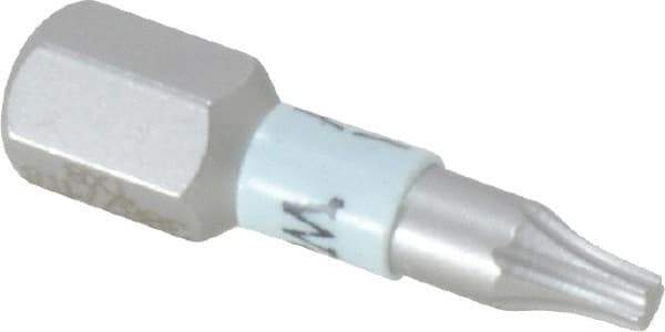 Wera - 1/4" Drive T8 Torx Screwdriver Bit - 1" OAL, Insert Bit - Industrial Tool & Supply